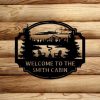 Personalized Lake Scene Welcome to Our Cabin Sign Lakehouse Beach House Home Decor Custom Metal Sign 1