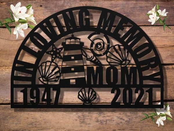 Personalized Lighthouse Memorial Sign Nautical Sympathy Gift for Loss of Mother Nautical Wall Decor Custom Metal Sign