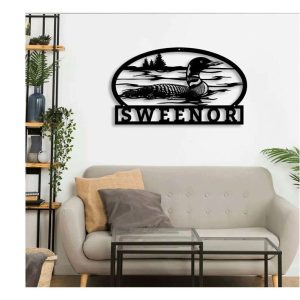 Personalized Loon Lake Sign Hunting Bird Lakehouse Beach House Home Decor Custom Metal Sign 3