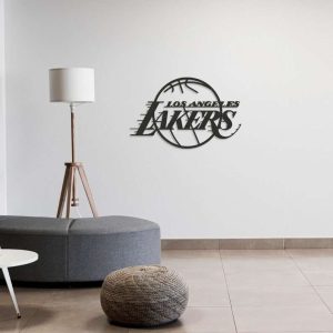 Personalized Los Angeles Lakers Team Logo NBA Basketball Wall Decor Gift for Fan Custom Metal Sign 3