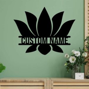 Personalized Lotus Flower Meditation Lover Yoga Studio Home Decor Custom Metal Sign 1