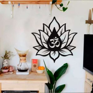 Personalized Lotus Flower Om Symbol Yoga Studio Home Decor Custom Metal Sign 2