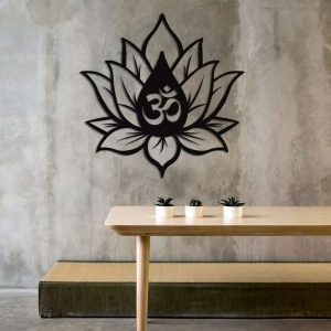 Personalized Lotus Flower Om Symbol Yoga Studio Home Decor Custom Metal Sign 3