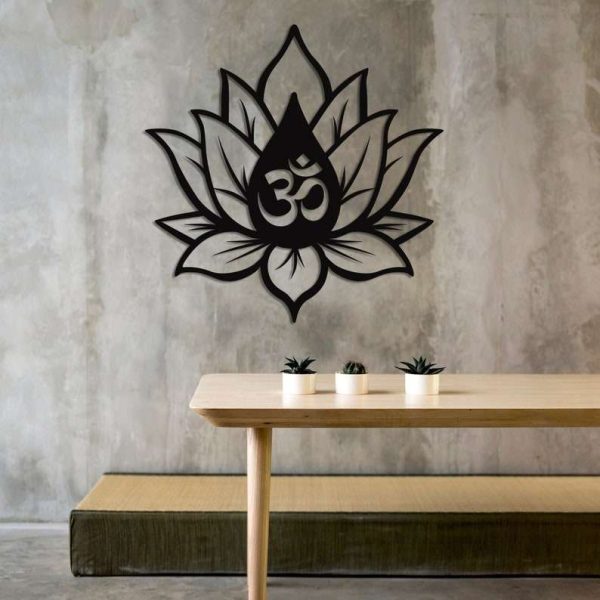 Personalized Lotus Flower Om Symbol Yoga Studio Home Decor Custom Metal Sign