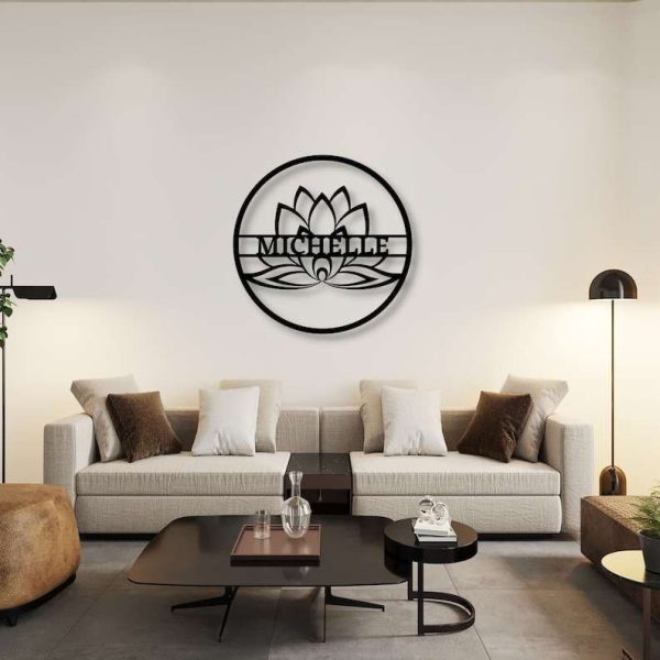 Personalized Lotus Gym Yoga Studio Logo Sign Home Decor Custom Metal Sign