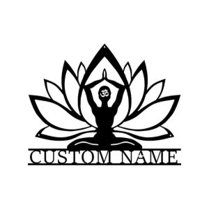 Personalized Lotus Mandala Meditation Yoga Studio Home Decor Custom Metal Sign