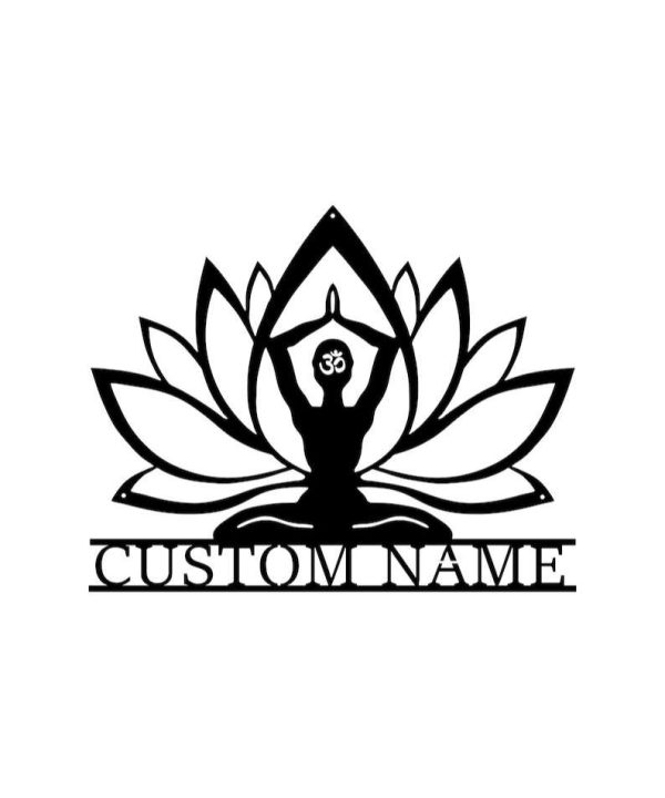 Personalized Lotus Mandala Meditation Yoga Studio Home Decor Custom Metal Sign