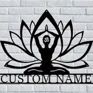 Personalized Lotus Mandala Meditation Yoga Studio Home Decor Custom Metal Sign 2