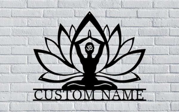 Personalized Lotus Mandala Meditation Yoga Studio Home Decor Custom Metal Sign