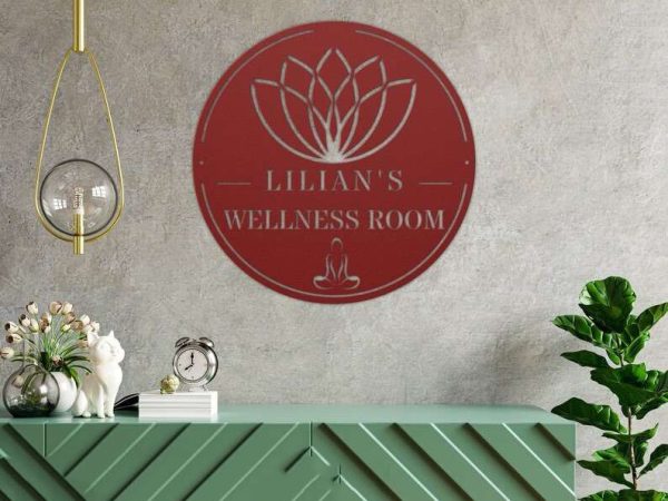 Personalized Lotus Meditation Room Yoga Studio Home Decor Custom Metal Sign