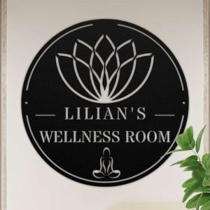 Personalized Lotus Meditation Room Yoga Studio Home Decor Custom Metal Sign 2