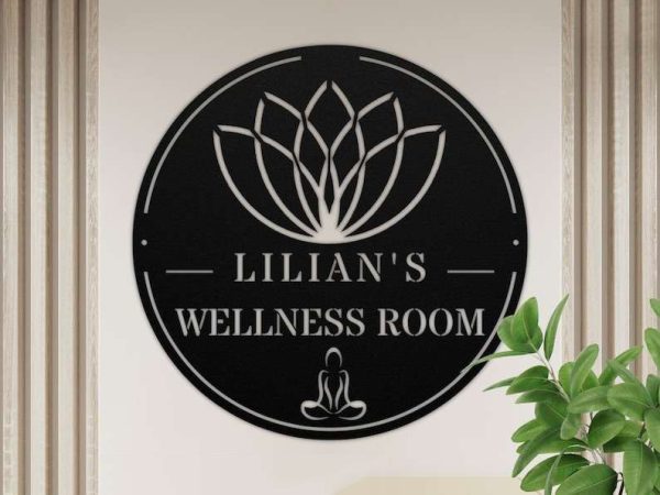 Personalized Lotus Meditation Room Yoga Studio Home Decor Custom Metal Sign