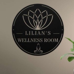 Personalized Lotus Meditation Room Yoga Studio Home Decor Custom Metal Sign 3