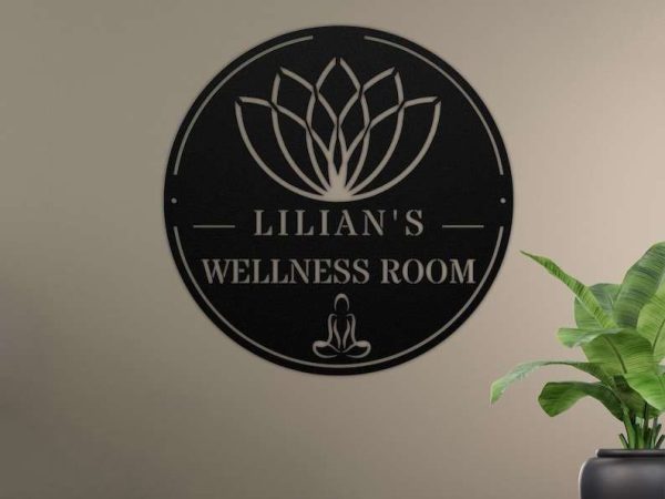 Personalized Lotus Meditation Room Yoga Studio Home Decor Custom Metal Sign