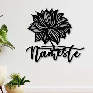 Personalized Lotus Yoga Flower Namaste Sign Yoga Studio Home Decor Custom Metal Sign 1