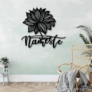 Personalized Lotus Yoga Flower Namaste Sign Yoga Studio Home Decor Custom Metal Sign 2