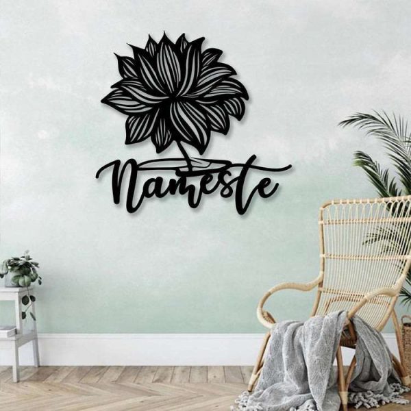 Personalized Lotus Yoga Flower Namaste Sign Yoga Studio Home Decor Custom Metal Sign