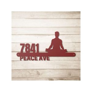 Personalized Man in Yoga Lotus Pose Address Sign Yoga Studio Home Decor Custom Metal Sign 1