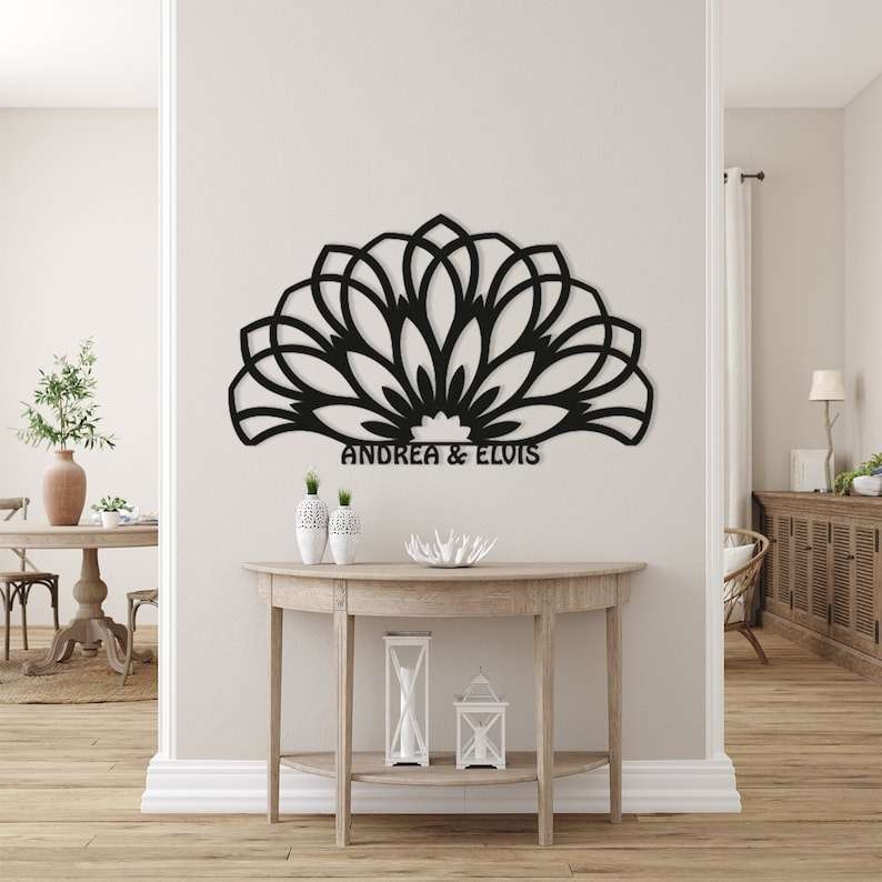 Personalized Mandala Lotus Flowers Zen Home Decor Namaste Sign Yoga Studio Home Decor Custom Metal Sign 1 1