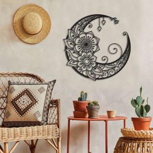 Personalized Mandala Moon Crescent Moon Yoga Studio Home Decor Custom Metal Sign