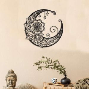 Personalized Mandala Moon Crescent Moon Yoga Studio Home Decor Custom Metal Sign 3