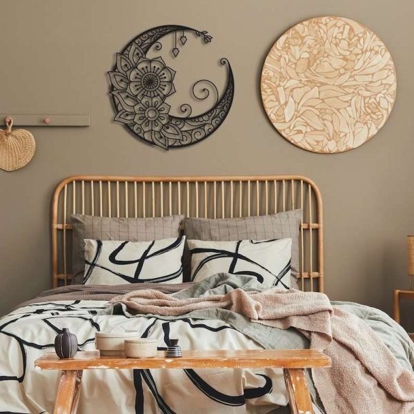 Personalized Mandala Moon Crescent Moon Yoga Studio Home Decor Custom Metal Sign