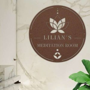 Personalized Meditation Room Lotus Yoga Studio Home Decor Custom Metal Sign 3