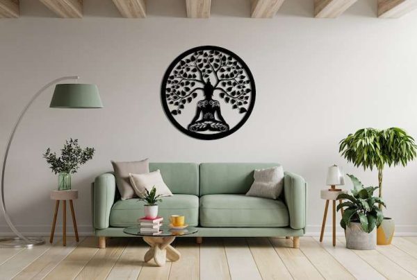 Personalized Meditation Tree of Life Buddha Yoga Studio Home Decor Custom Metal Sign