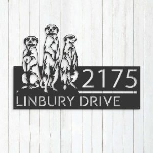 Personalized Meercat Safari Wild Life Address Sign House Number Plaque Custom Metal Sign 3