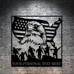 Personalized Military Team Sign Army Veteran Day Patriotic Decor Gift Custom Metal Sign