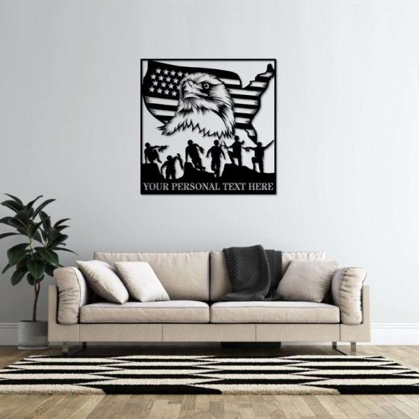 Personalized Military Team Sign Army Veteran Day Patriotic Decor Gift Custom Metal Sign