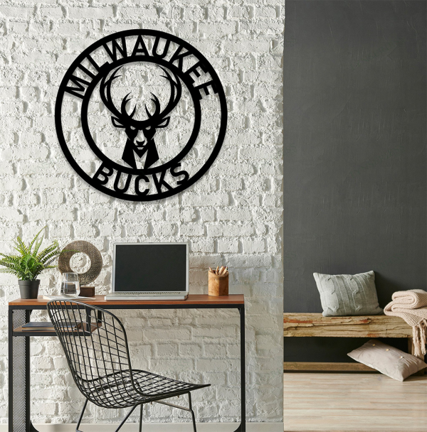 Personalized Milwaukee Bucks Sign V1 NBA Basketball Wall Decor Gift for Fan Custom Metal Sign