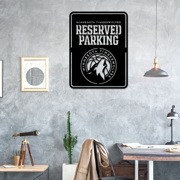 Personalized Minnesota Timberwolves Reserved Parking Sign NBA Basketball Wall Decor Gift for Fan Custom Metal Sign