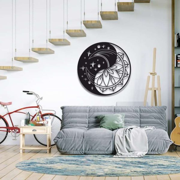 Personalized Moon Mandala Boho Minimalism Metal Art Yoga Studio Home Decor Custom Metal Sign