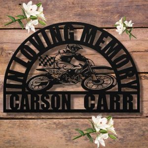 Personalized Motocross Rider Memorial Sign In Loving Memory Dirt Bike Custom Metal Sign 1