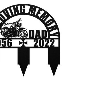 Personalized Motorcycle In Loving Memory Memorial Sign Yard Stakes Grave Marker Cemetery Decor Custom Metal Sign