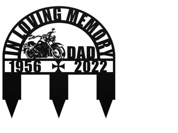 Personalized Motorcycle In Loving Memory Memorial Sign Yard Stakes Grave Marker Cemetery Decor Custom Metal Sign