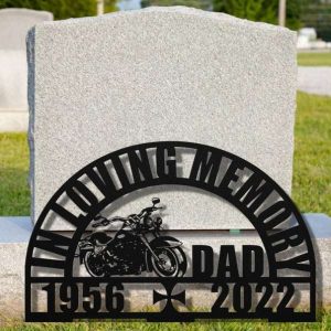 Personalized Motorcycle In Loving Memory Memorial Sign Yard Stakes Grave Marker Cemetery Decor Custom Metal Sign