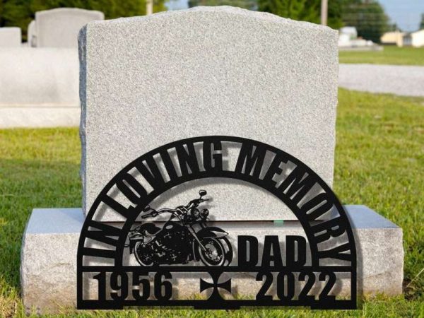 Personalized Motorcycle In Loving Memory Memorial Sign Yard Stakes Grave Marker Cemetery Decor Custom Metal Sign