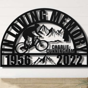 Personalized Mountain Bike Rider Memorial Sign Yard Stakes Bike Rider Grave Marker Cemetery Decor Custom Metal Sign