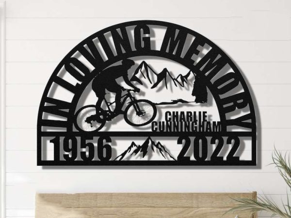 Personalized Mountain Bike Rider Memorial Sign Yard Stakes Bike Rider Grave Marker Cemetery Decor Custom Metal Sign