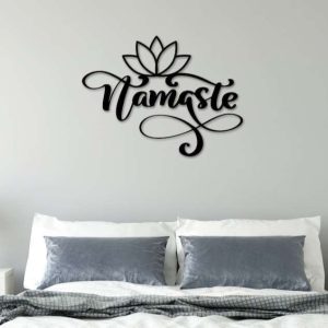 Personalized Namaste Lotus Yoga Studio Home Decor Custom Metal Sign 3