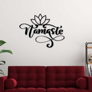 Personalized Namaste Lotus Yoga Studio Home Decor Custom Metal Sign 4