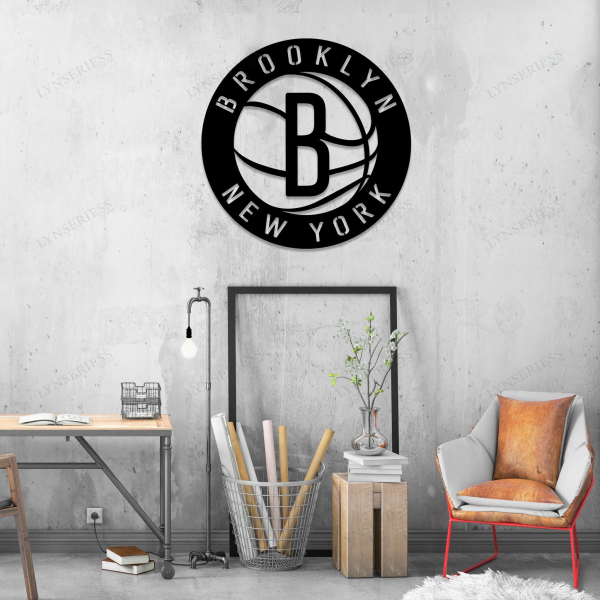 Personalized New York Brooklyn Sign V3 NBA Basketball Wall Decor Gift for Fan Custom Metal Sign