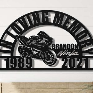 Personalized Ninja Motorcycle Memorial Sign Yard Stakes Sports Bike Grave Marker Cemetery Decor Custom Metal Sign