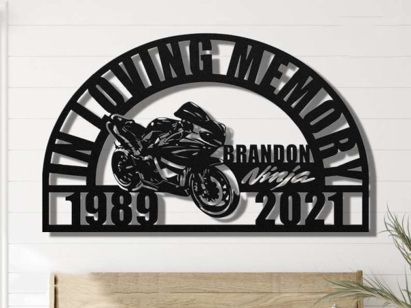 Personalized Ninja Motorcycle Memorial Sign Yard Stakes Sports Bike Grave Marker Cemetery Decor Custom Metal Sign