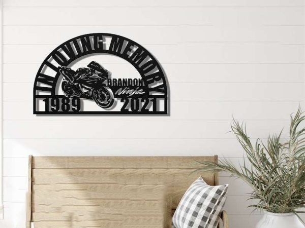 Personalized Ninja Motorcycle Memorial Sign Yard Stakes Sports Bike Grave Marker Cemetery Decor Custom Metal Sign