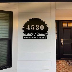 Personalized Oak Tree Address Sign House Number Plaque Custom Metal Sign