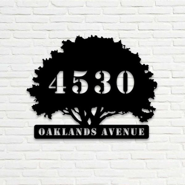 Personalized Oak Tree Address Sign House Number Plaque Custom Metal Sign