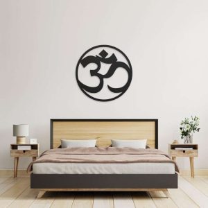 Personalized Ohm Symbol Zen Modern Yoga Studio Home Decor Custom Metal Sign 2